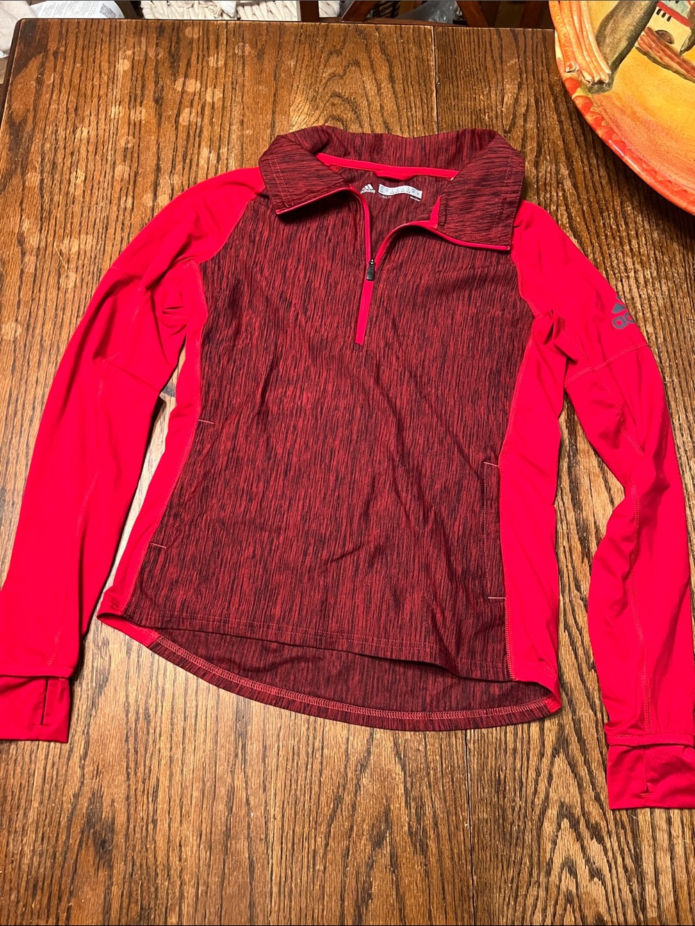 adidas Women's Maroon and Red Half-Zip Performance Pullover